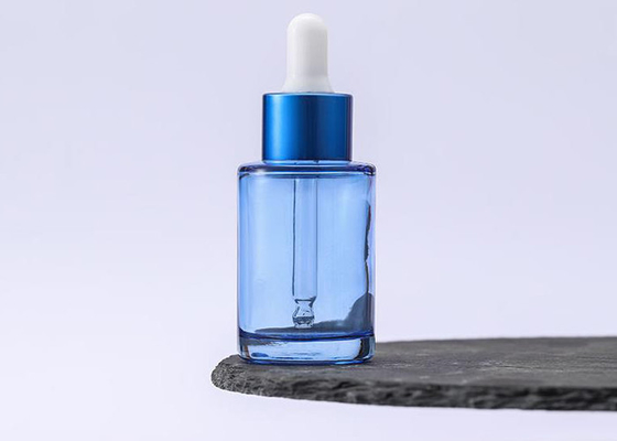 Garrafa de vidro azul da pipeta da garrafa 15ml 10ml do conta-gotas do pescoço liso do GV