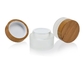 Frasco 30g-100g cosmético de vidro branco reciclável com círculo de bambu da tampa